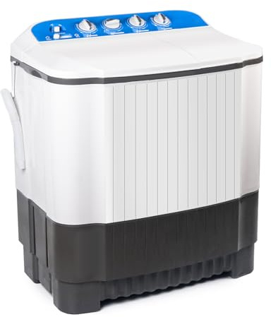 24Lbs Portable Washing Machine, Portable Washer and Dryer, Washer (16Lbs)& Spin(8Lbs)2 in 1 Twin Tub Washer Compact Machine with Drain Pump