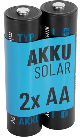 ABSINA 2X Bateria Recargable Solar AA 800mAh 1.2V NiMH - Pilas Recargables AA para Luces solares - Baterias solares AA de Baja autodescarga - Pilas AA Recargable - Baterías solares - Solar Battery