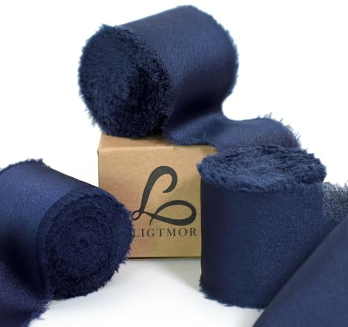 Ligtmor Cinta de raso 3.8cm x 13.5m Regalo Gasa Cinta de Lazo Tela Boda pasamaneria - Azul marino