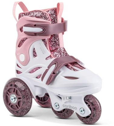 cariboo Rollschuhe Für Kinder Inliner Für Anfänger Verstellbar S 31-35 Mit Lernlaufräder Glitzern Rosa Purpur Ballerina