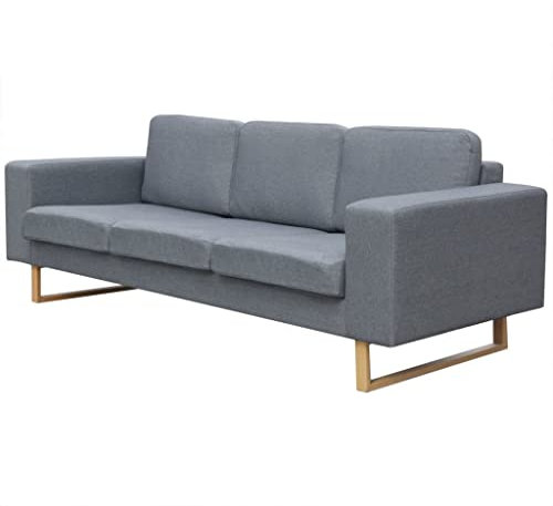 ShGaxin 3-sitssoffa, vardagsrumssoffor, relaxsoffa, vardagsrumsmöbler, vardagsrumsdekoration, ljusgrå tyg