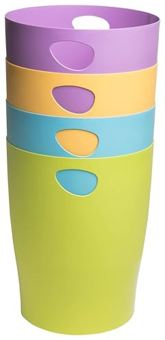 Exacompta - Ref 453909D - 1 Waste Paper Bin with Handles ECOBIN Pop N'Co - Large Capacity 15 L - Dimensions 26.3 x 26.3 x 33.5 cm - Office or Home - Vibrant Colours Random