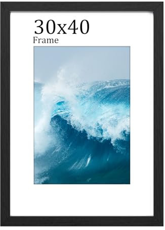 FamiPrts 30x40 Frame, Wooden Picture Frames 30x40, Versatile Black Frame, Dual Orientation (Landscape/Portrait), Includes Wall Hooks - Wall Mount for Home, Office, Gallery