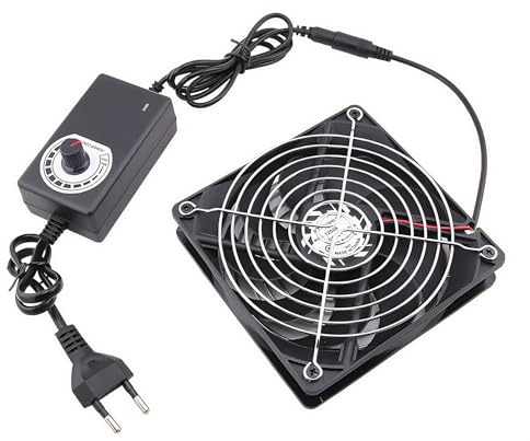 Ventilateur WIYETY 120 mm avec contrôle de vitesse, ventilateur de refroidissement sans balais 220 V avec couvercle en métal, ventilateur d'extraction silencieux pour ordinateur, boîtier et plus (1)