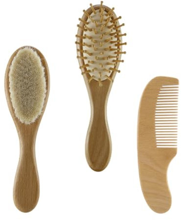 Hoement Kit Recien Nacido Baño Con Cepillo De Lana Y Mango De Bambú Set Bañeras Para