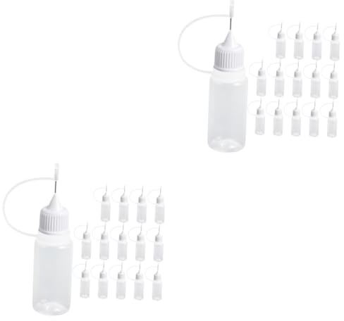 DRESSOOS Lot De 30 Flacons Compte-Gouttes Vides À Embout, Pour Colle, Outil De Quilling, Récipient À Presser, Pointe De Précision