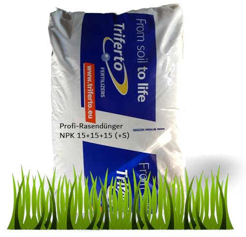 Profi-Rasendünger NPK 15+15+15 Frühjahr & Sommer 25 kg - Sofort- und Langzeitwirkung - schneller Grün-Effekt - ausgewogen und einfach in der Anwendung - Volldünger & NPK-Dünger