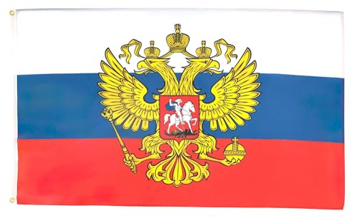 AZ FLAG Lote de 5 banderas de Rusia con águila – 90 x 60 cm – Bandera rusa 100% poliéster con ojales metálicos integrados