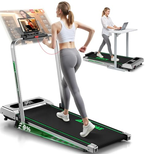 FOUSAE Treadmill, 5 in 1 Treadmills for Home Foldable with App Compatible, 12KM/H Under Desk Walking Pad with 9% Incline, 350 LB Weight Capacity, Magnetic Remote Control