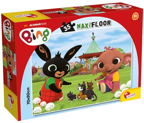 Lisciani - Bing MaxiFloor - Pusselspel för barn från 3 år - 35 bitar storlek 70 x 50 cm - Bing och vänner - Pedagogiskt golvspel för motorik, observation och koncentration