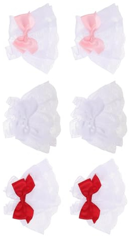 FRCOLOR Puños de Muñeca de Encaje Lolita Volantes, 3 Pares (, y), Mangas Postizas Cortas sin Dedos, Accesorios para Cosplay, Bodas y Fiestas