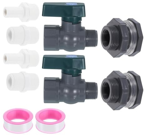 EpheyFIF 2 set di valvole per serbatoio pioggia in plastica con raccordo paratia da 3/4