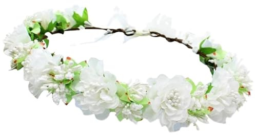 Hårband med konstgjord blomsterkrans Faux blommig krona flerfärgad brud brudtärna hårtillbehör justerbar semesterfest(Color4)