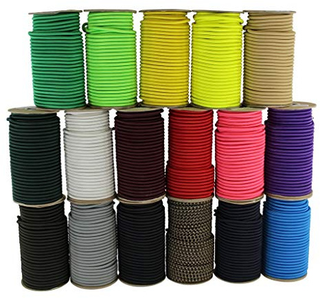 SGT KNOTS Marine Grade Bungee Cord - 100% Elastic Cord, Dacron Polyester Bungee Shock Cord for DIY, Tie Downs, Commercial Uses | 1/8 x 100ft, Black
