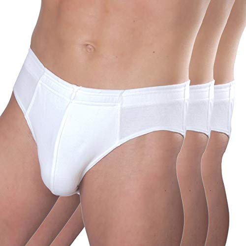 HERMKO 3300 3-pack herrtrosor av 100 % ekologisk bomull, Vit, L