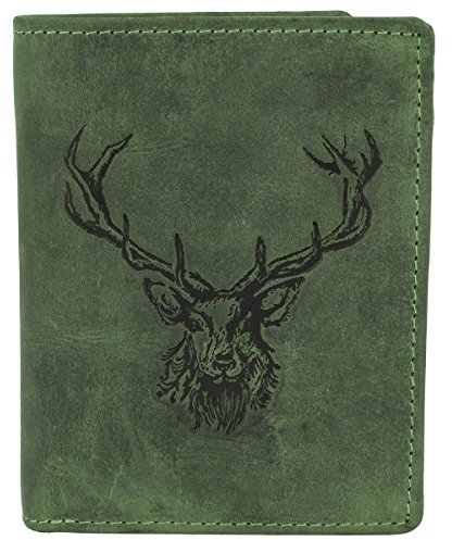 Greenburry Vintage Royal Stag Geldbörse mit Hirsch Prägung oliv