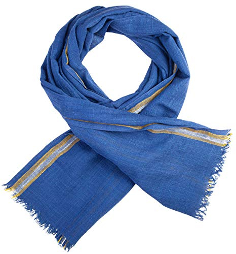 LINDENMANN Schal Herren blau Herren-Schal dünn 55% Baumwolle und 45% Viskose