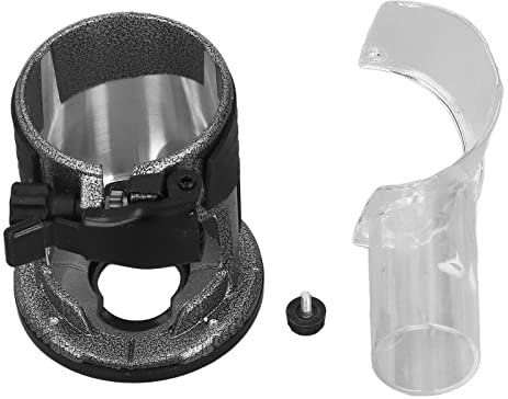 Adjustable Aluminum Alloy Plunge Router Base with Dust Collection Cover, Compatible with Trimming Machine for Woodworking Projects, Black and Transparent Plastic Router Base Accessory