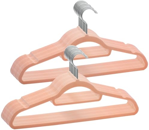 ABHENG 30 Stück Kleiderbügel Samt, Anzugbügel Platzsparend, Hosenbügel, 360° Drehbarer Haken, rutschfeste und strapazierfähige mit Krawattenhalter, 43B x 22H cm, Hellrosa, AFY0430P
