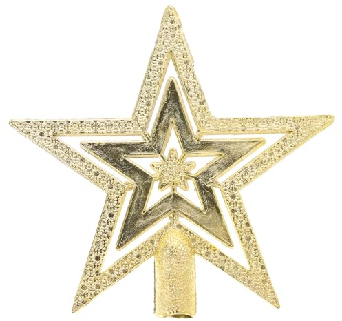 Amosfun julgransspets stjärna 10 cm guld hantverk för festlig träddekoration