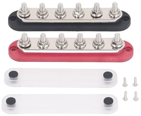 Blocco di Distribuzione 'alimentazione 300 A DC 12 V‑48 V con Copertura Bullone M8 Adatto per Veicoli e Imbarcazioni