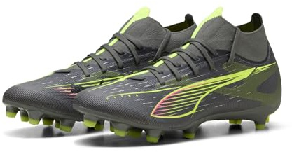 PUMA - Ultra 5 Match+ FG/AG WN'S, Zapatillas de fútbol Femenino, Matte Aged Silver-Yellow Alert-PUMA Aged Silver,