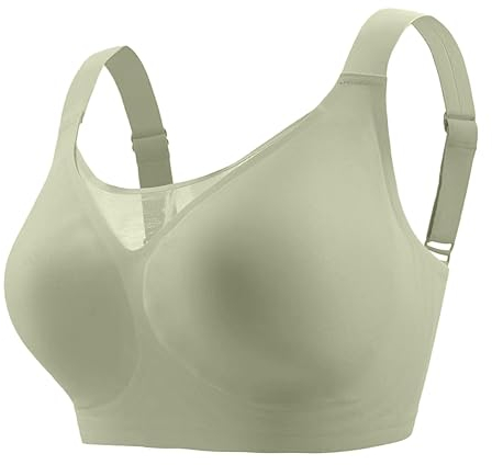 BH ohne Bügel, gepolsterter Vollschalen-BH für Damen, ohne Bügel, mit Polsterung, Nahtloser Bustier-Bralette, atmungsaktiv, weich T Shirt Spitze (Green, XXXL)