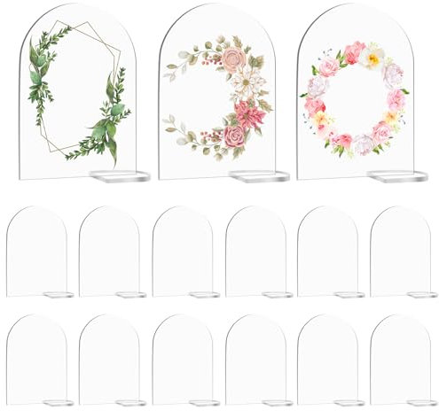 Kayqbonke 15 Pièces Marque Place Mariage, Plaque Plexiglas Transparent avec 15 Bases, Acrylique Clear Panneau Bienvenue Mariage, Plaque Acrylique Transparent pour Mariages, Fêtes, Réunions, Bureau