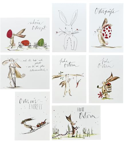 Annelis Art Juego de 8 tarjetas postales sin sobre, tarjetas para Pascua sin sobres, tarjetas de Pascua para hombre, mujer, niños, DIN A6 (10,5 x 14,8 cm)