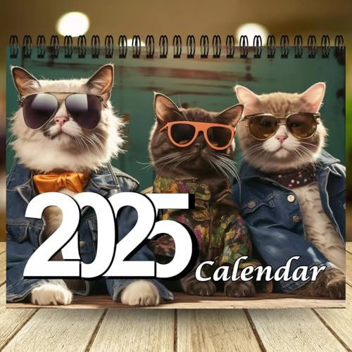 Katzenkalender 2025, Sonnenbrille Katze Lustiger Katzenkalender 2025, Cat with sunglasses Calendar Lustige Wandkalender 2025, Mehrzweck Wandkalender 2025 zum Planning für Katzenliebhaber