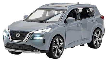 SYYANFEI Modellino Realistico Auto 1:32 Per Nissan X-Trail SUV Lega Modello Auto In Miniatura Con Suono E Luce Regali Per Ragazzi Giocattolo Adolescenti E Adulti Giocattolo(Gray)