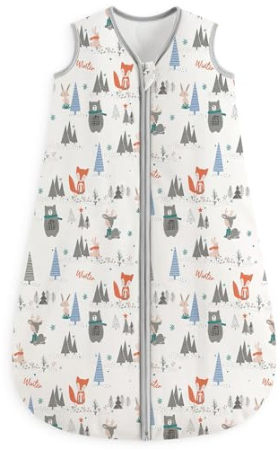 Looxii Baby Sleeping Bag 1.5 Tog Winter Baby Sleep Sack 12-18 Months 100% Cotton Soft Warm Wearable Blanket for Newborn Infant Toddler Boys and Girls Grey Forest