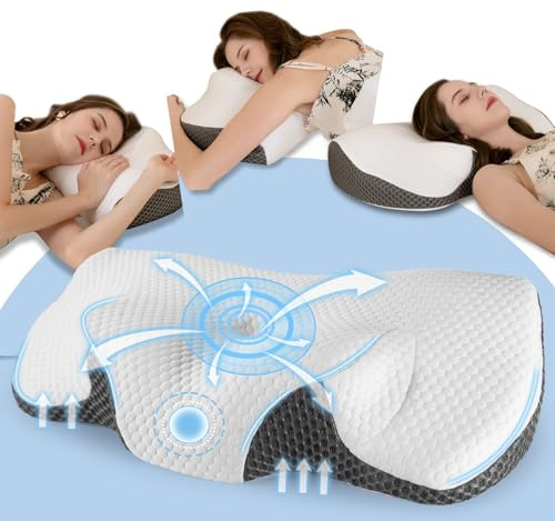 Oreiller de nuque, orthopédique, en mousse à mémoire de forme, coussin ergonomique pour un soutien optimal, coussin de soutien de la nuque pour les personnes dormant sur le côté et sur le ventre