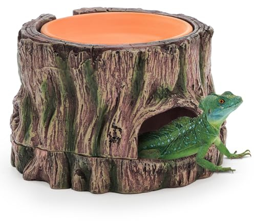 Jowgut Reptile Hide Cave, Reptile Hideout with Detachable Base and Humidity Dish, 3 in 1 Lizard Snake Hiding Place Tank Terrarium Decor for Gecko, Crabs, Amphibian, Turtle
