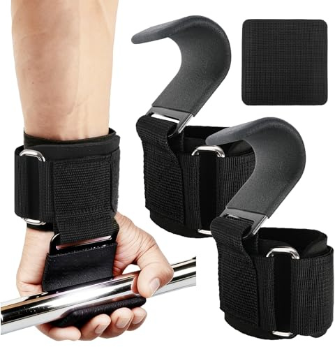 Zughilfen Krafttraining Haken Gewichtheberhaken Griff Pull Up Handschuhe Zughilfe mit Haken Training, Gym Lifting Straps with Pull Up Hooks Hand Grip Support for Deadlifts