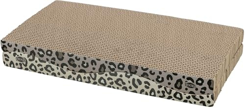 Trixie griffoir Leo en Carton, 44 × 6 × 25 cm, Lot de 2 – griffoir avec Herbe à Chat Incluse pour stimuler l'activité & satisfaire l'instinct Naturel de griffage
