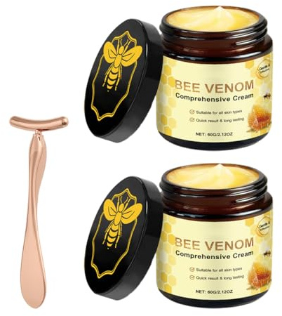 NHPY 2 Pezzi Bee Venom Crema al Veleno d'api,Per Sollievo dalla pelle Secca,Cura Delicata,Per Tutti i tipi di Pelle,Contiene Stick Crema Occhi