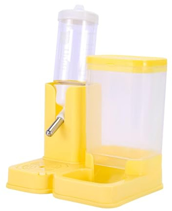 Baoblaze Botella de Agua para hámster, comedero automático con dispensador de Comida, fácil de Limpiar, a Prueba de Fugas, 2 en 1 para Balcones, Hurones y, Amarillo