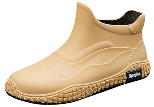 Water Shoes - Botas de agua de PVC para hombre, para comedor, lavado de coche, parte superior baja, deslizamiento, trabajo, cocina, viajes y senderismo (2), Khaki, 38 2/3 EU