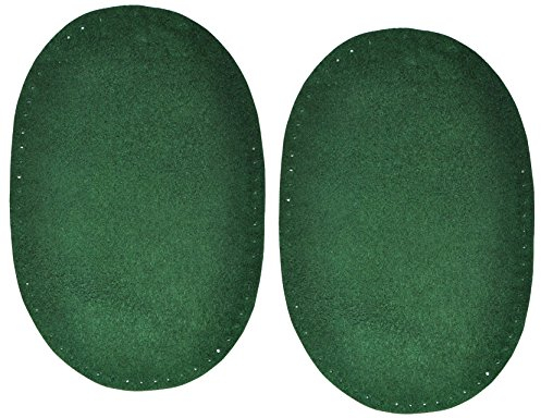 alles-meine.de GmbH 2 STK. Wildleder - echtes Leder - Flicken - dunkel grün/jägergrün - 10 cm * 15,5 cm - oval - Aufnäher zum Aufnähen/Applikation XL Format