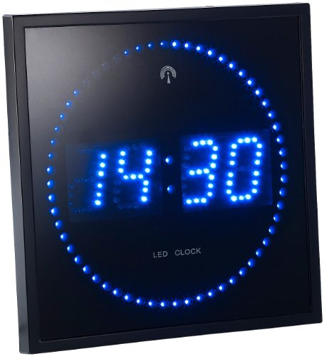 Lunartec Horloge Digitale Murale radiopilotée avec 170 LED - Bleu