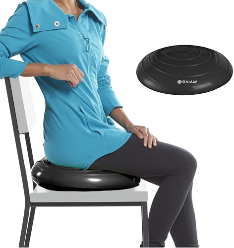 Gaiam Balance Disc Wobble Cushion Stability Core Trainer For Home Or Office Desk Chair and Kids Alternative Classroom Sensory Wiggle Seat - Black