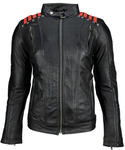 Chaqueta Moto Mujer Con Protecciones |Cazadora Moto Mujer - Urban Leather Rising Star | Chaqueta Piel Moto con Protecciones CE Para Hombros, Codos y Espalda|Negro |2XL