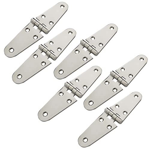 Lot de 6 charnières de sangle pour bateau de qualité marine - Pour trappe et porte - En acier inoxydable robuste - Montage supérieur - 18,5 x 3,5 cm