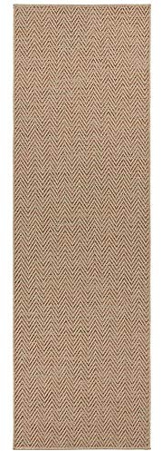 BT Carpet Nature Läufer In- und Outdoor – Schlingen Küchenläufer Rutschfest Flachgewebe Kurzflor Woll-Optik Fineloop Küchenteppich für Flur, Garten, Terrasse, Badezimmer – Beige Terracotta, 80x500cm