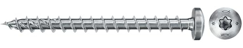 fischer PowerFast II PTF 4,0 x 20, spånskivskruv (200 styck) med helgängad, pannhuvud med innerstjärna, skruv för träbearbetning, minskar inskruvningsmotstånd och inskruvningstid