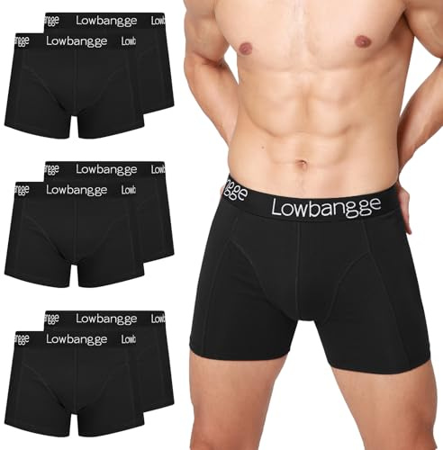 Lowbangge Boxershorts för män, 4-pack utan skrapande lappar, kalsonger, retroshorts, bomull