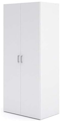 Dmora - Guardaroba 2 ante Paulette, Mobile camera da letto, Cabina armadio portabiti, Armadio appendiabiti, 77x49 h175 cm, Bianco