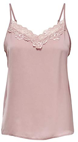JDY appa New Lace Singlet Wvn Noos Top, Woodrose/Detail:DTM Lace, 40 para Mujer