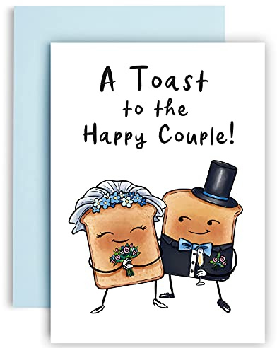 Huxters ‘A Toast to the Happy Couple’ Wedding gifts A5 Congratulations Wedding card - Wedding gifts for couple - Recyclable Paper with Envelope - Fun Greetings Card, FSC Certified (Bride and Groom)